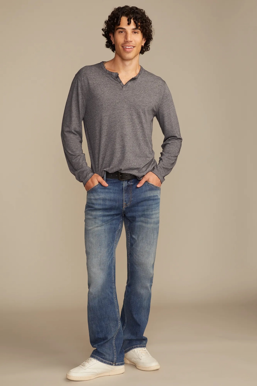 VENICE BURNOUT LONG SLEEVE NOTCH NECK TEE — JET BLACK — image 5