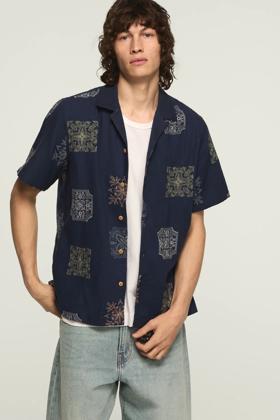 NOVELTY CAMP COLLAR SHIRT — BLUE MULTI — image 1
