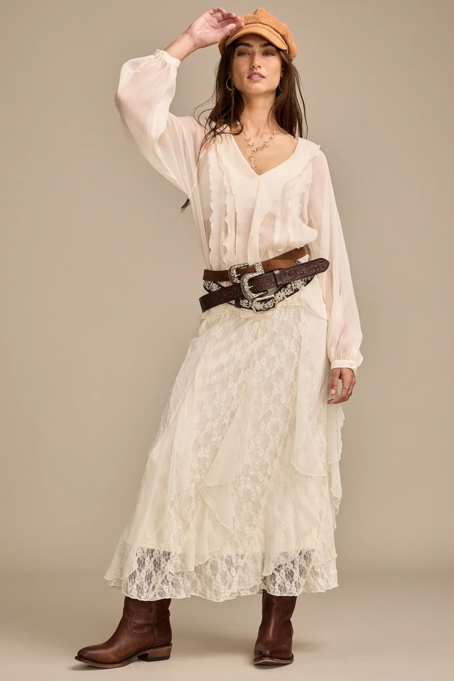 FEMME RUFFLE TOP — CREAM — image 2