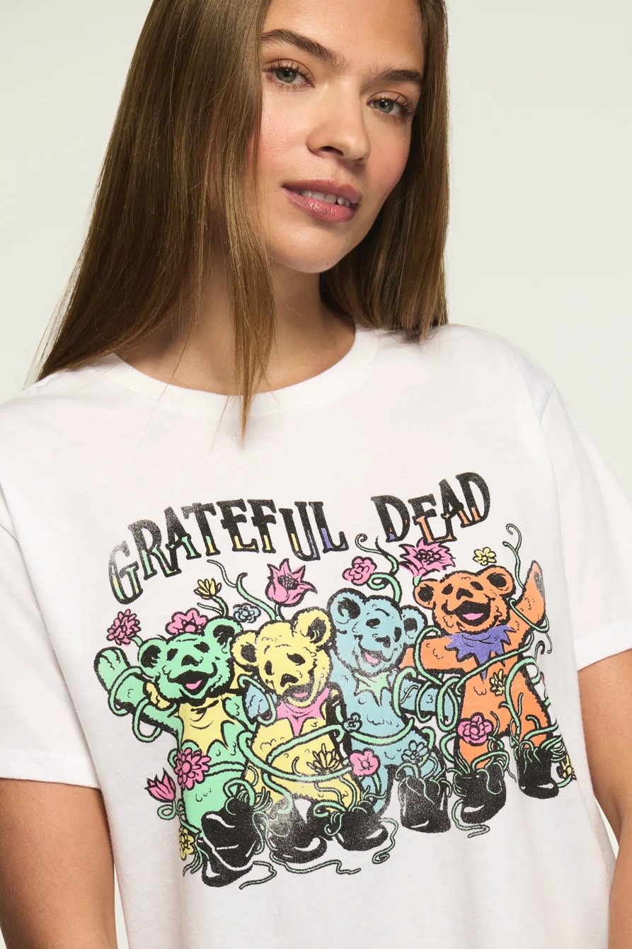 GRATEFUL DEAD FLOWER BEARS BOYFRIEND — BRIGHT WHITE — image 1