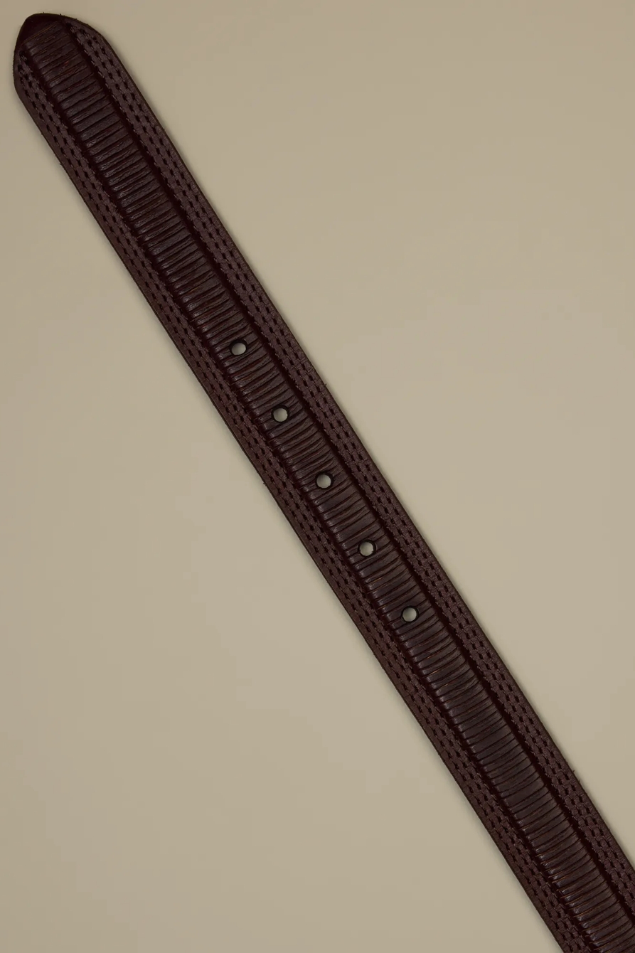 LEATHER STITCHED BELT — BROWN — image 2