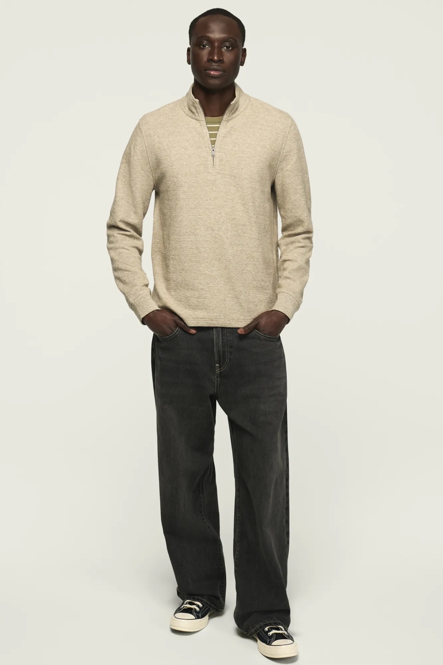 1/4 ZIP TEXTURED PULLOVER — OATMEAL — image 2