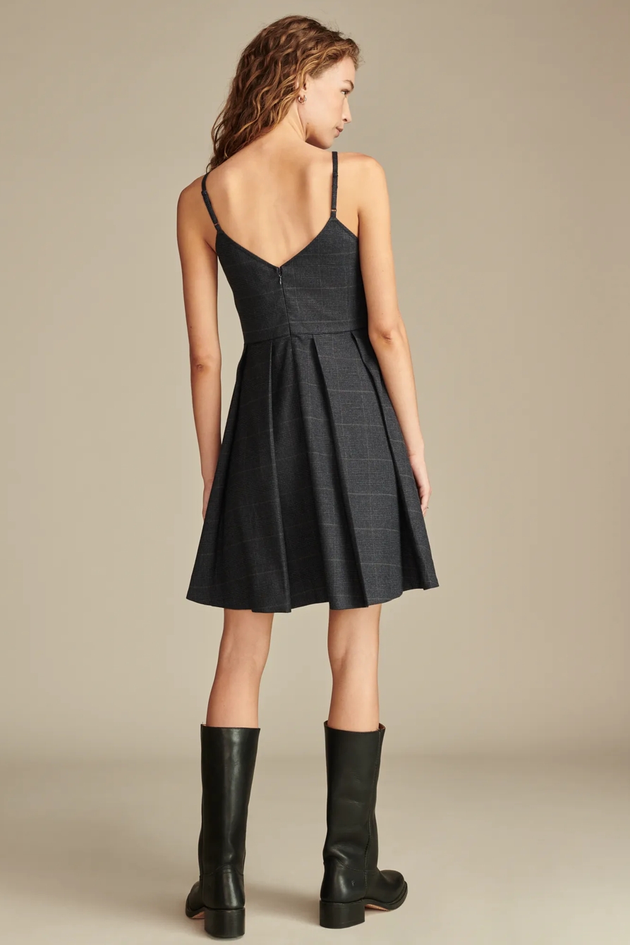 PLAID FIT AND FLARE MINI DRESS — BLUE PLAID — image 5
