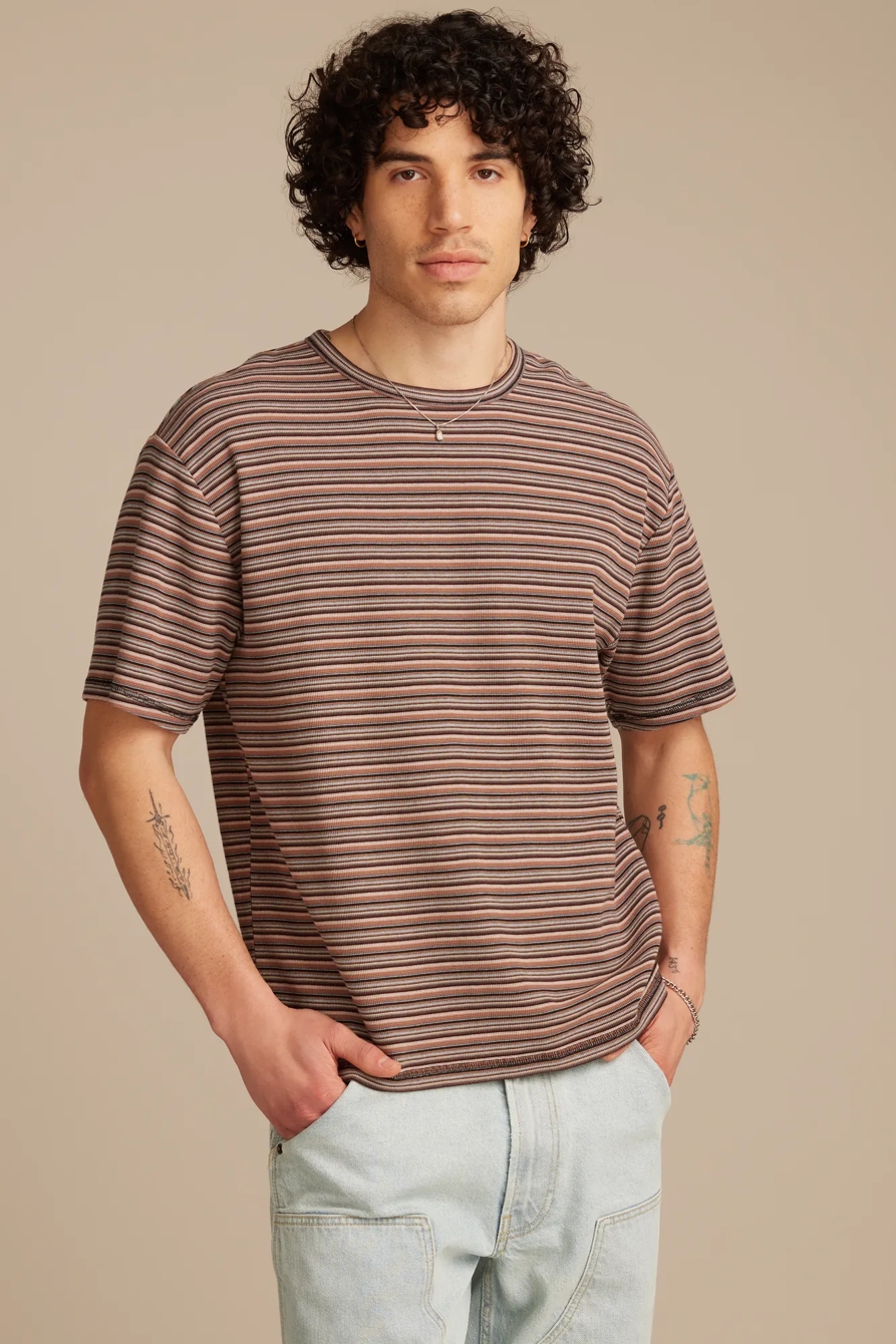 STRIPE WAFFLE RELAXED CREW TEE — MULTI — image 2