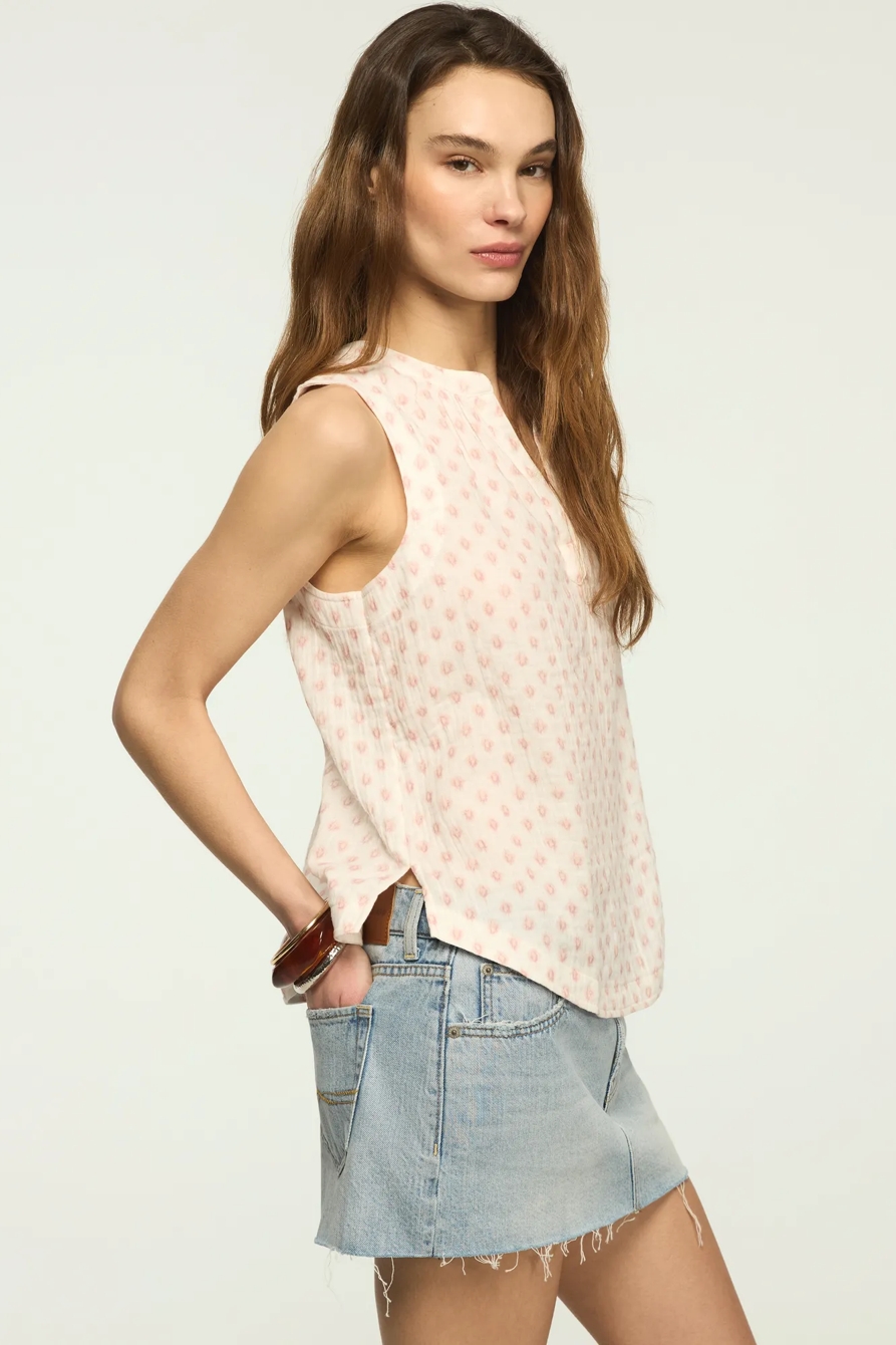 GAUZE POPOVER TANK — CREAM IKAT — image 1