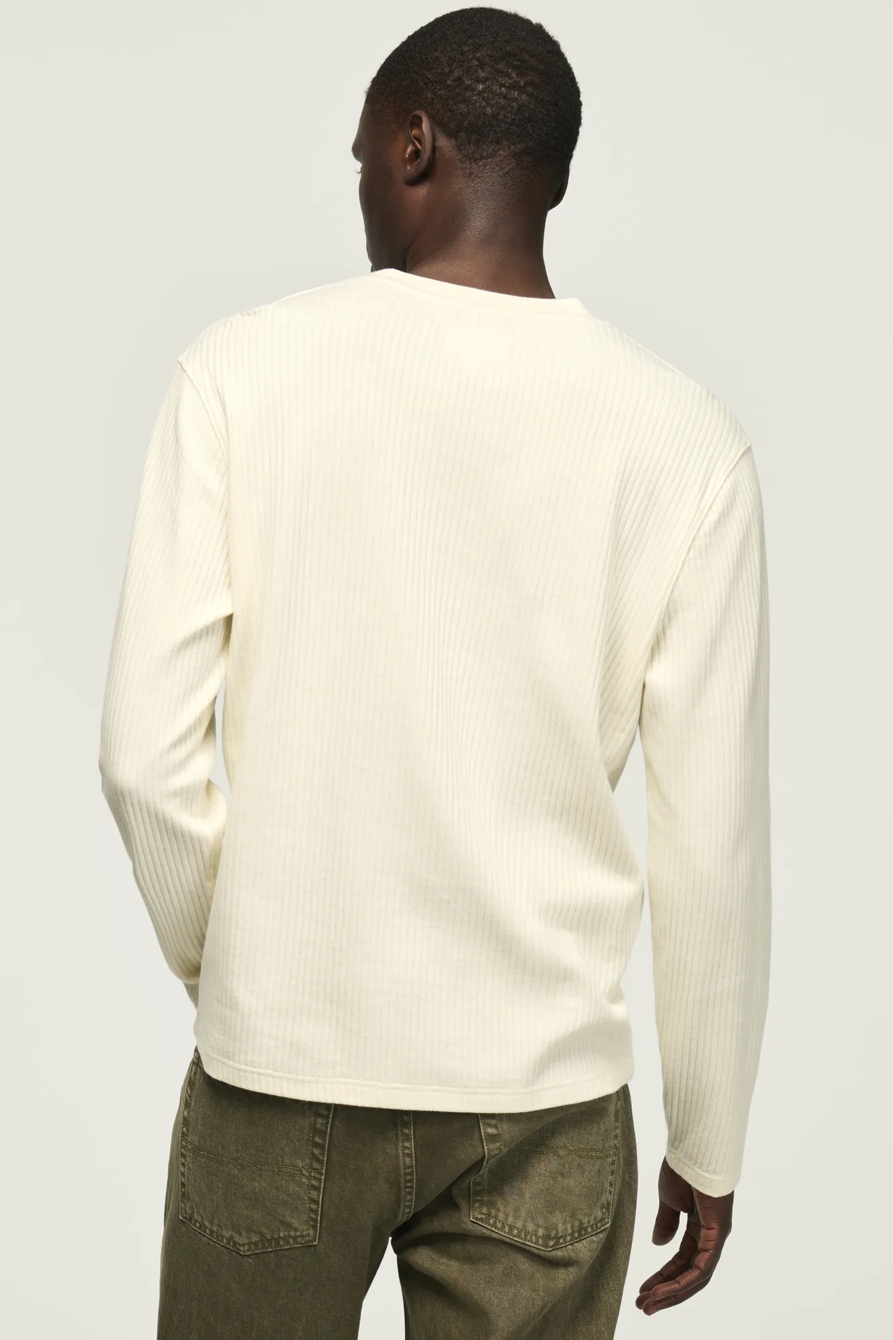 LONG SLEEVE TEXTURED FRENCH RIB TEE — MARSHMALLOW — image 3