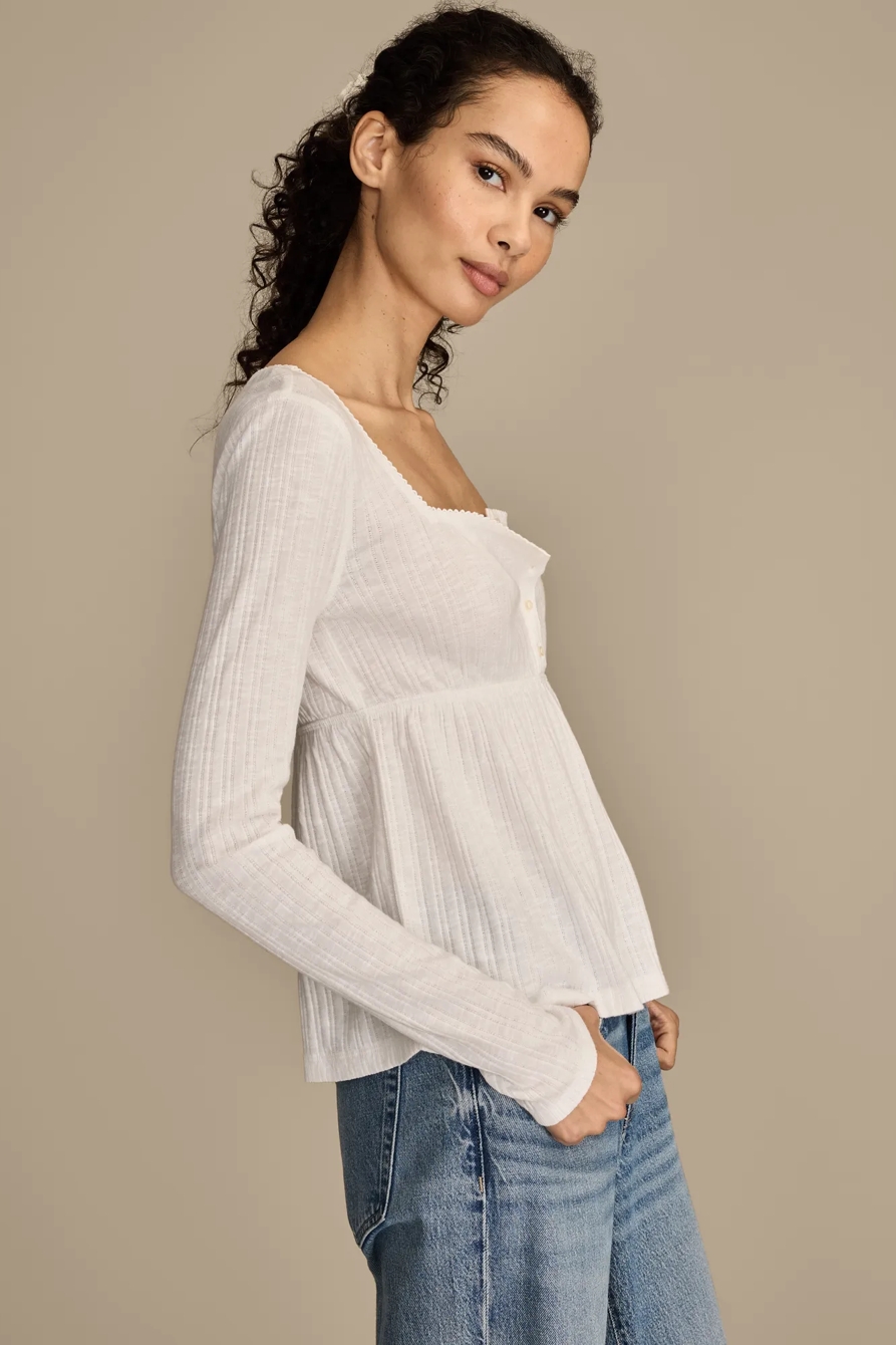 BABYDOLL HENLEY — BRIGHT WHITE — image 4