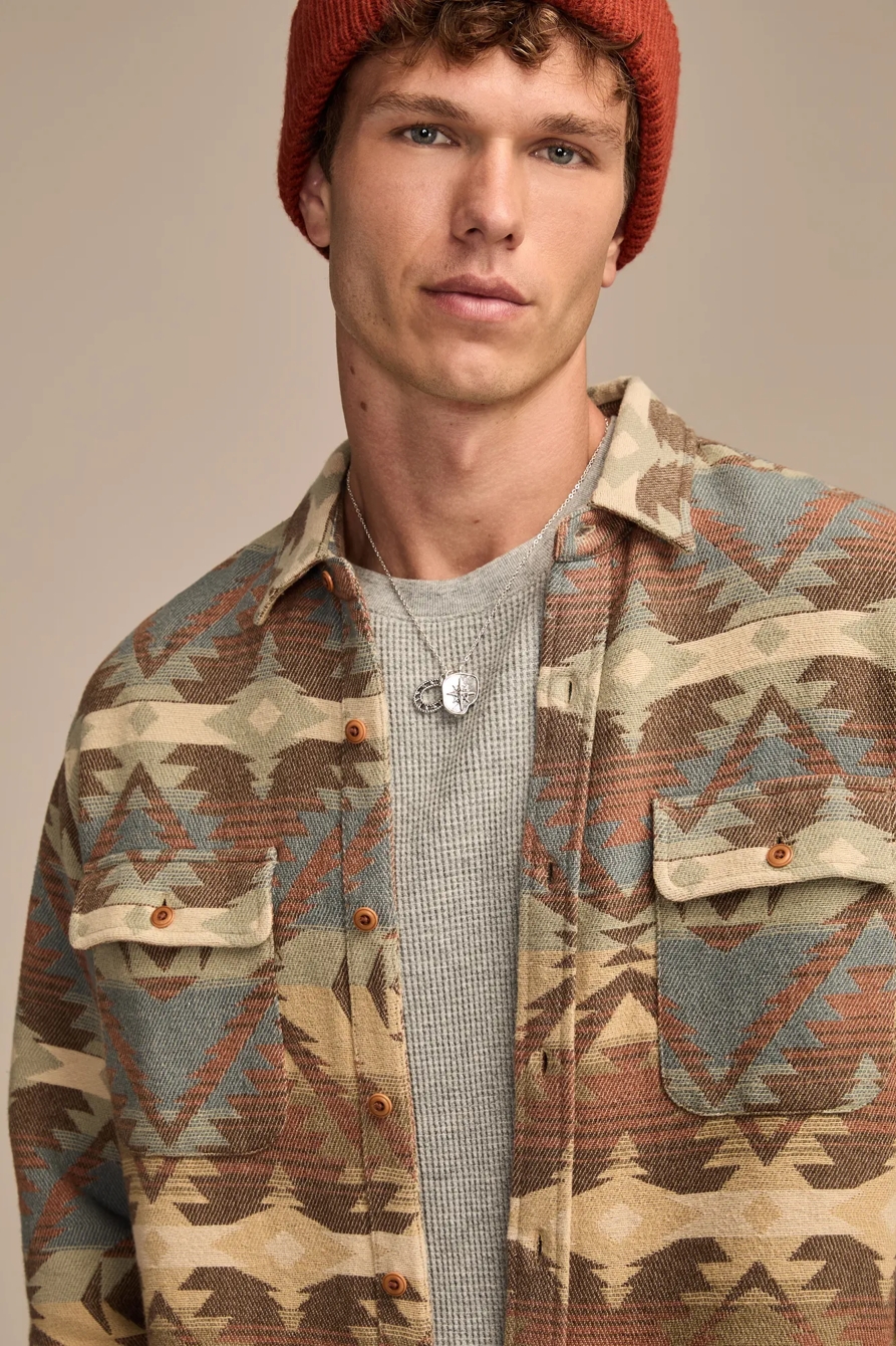 JACQUARD FLANNEL SHIRT — BROWN MULTI — image 2