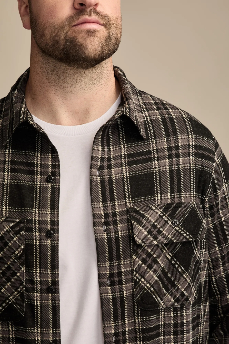 BIG & TALL BRUSHED KNIT SHIRTING — CAVIAR MULTI — image 2