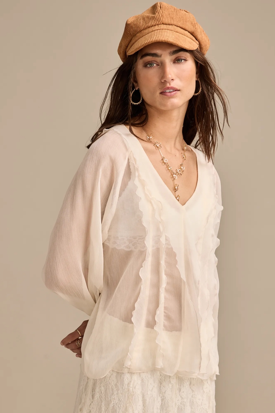 FEMME RUFFLE TOP — CREAM — image 3
