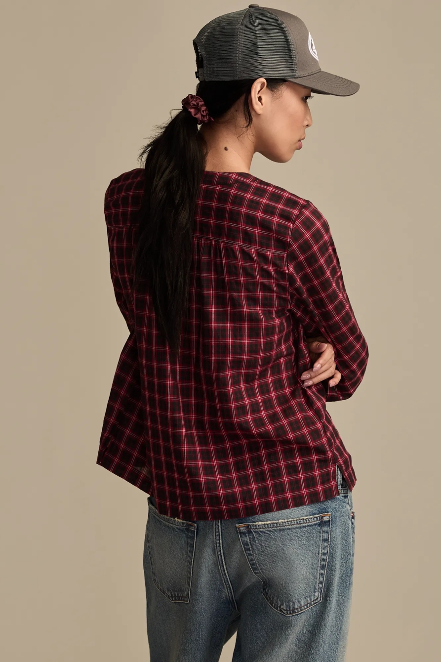 LONG SLEEVE CHECK BLOUSE — RED CHECK — image 3