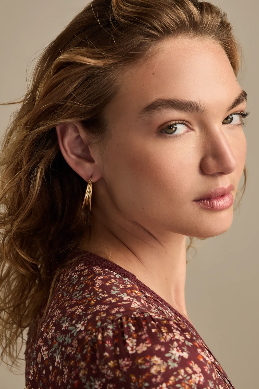 INVERTED HOOP EARRINGS — GOLD — image 1