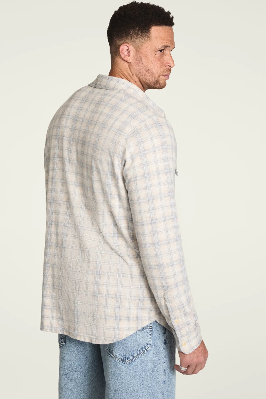 BIG AND TALL DOUBLE FACED SOFT PLAID KNIT SHIRT — GREY MULTI — image 3
