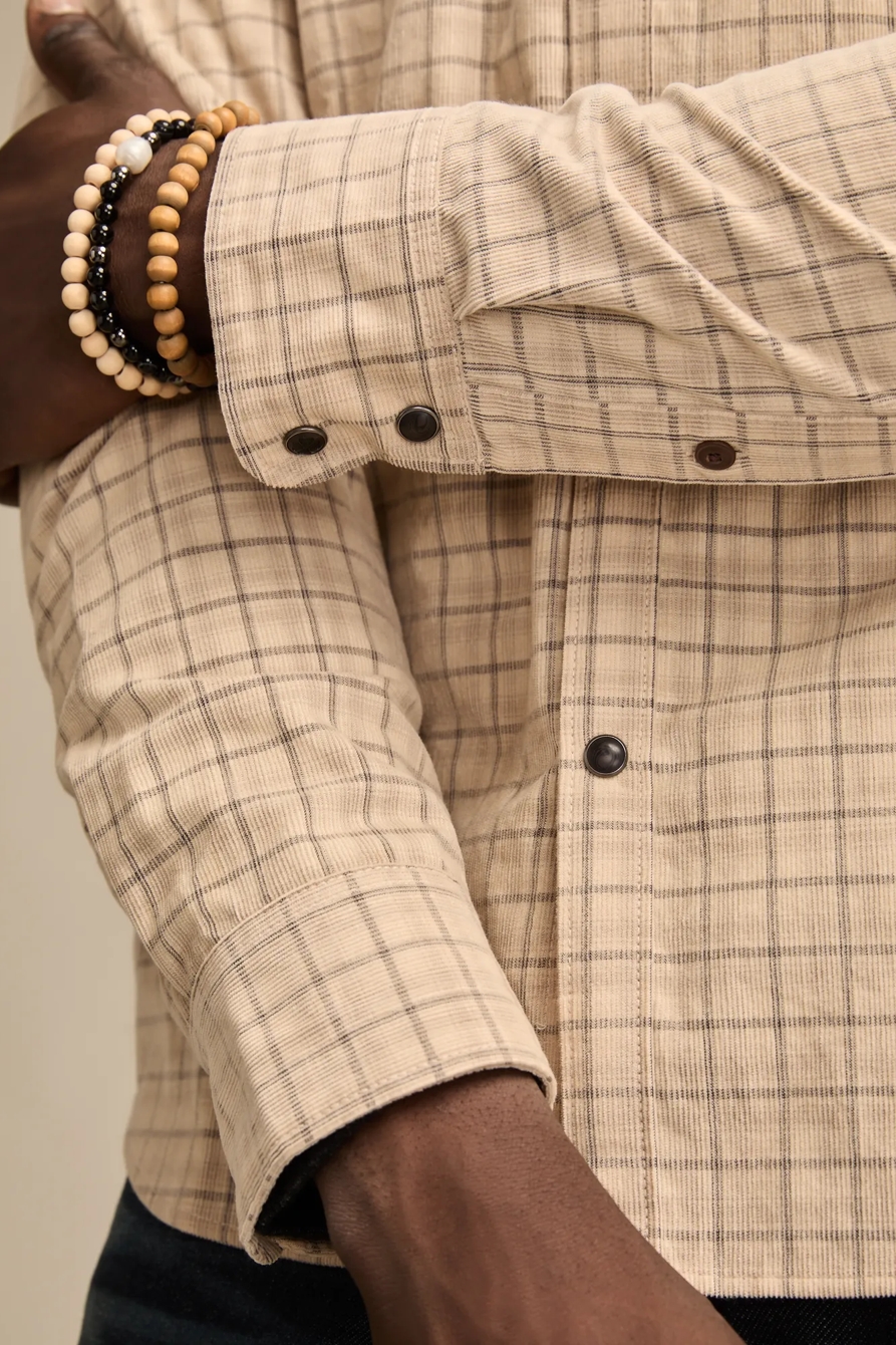 LONG SLEEVE PLAID CORDUROY WESTERN SHIRT — NATURAL MULTI — image 3