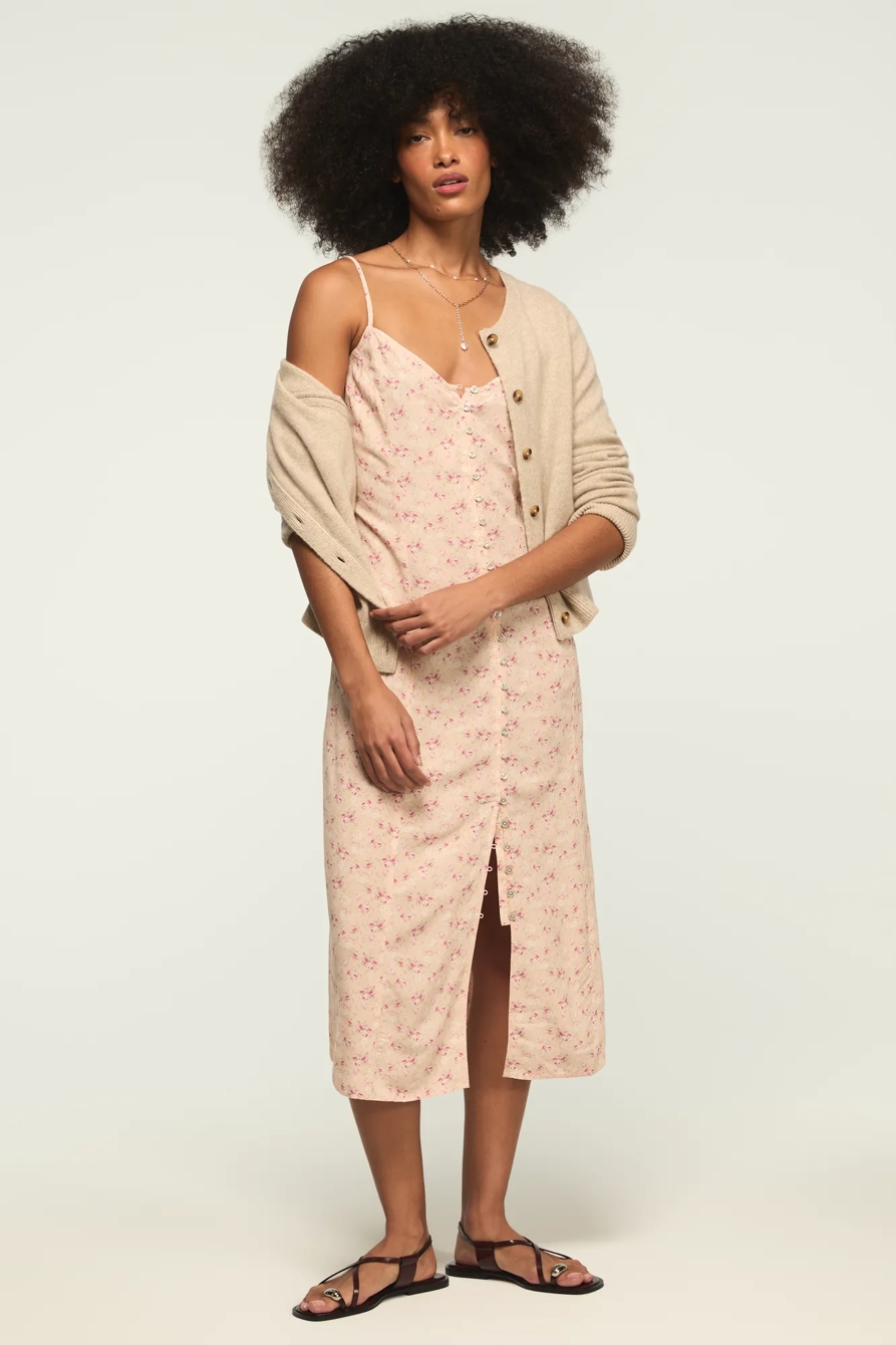 FESTIVAL PRINTED SIMONE SLIP DRESS — PEACH FLORAL — image 6