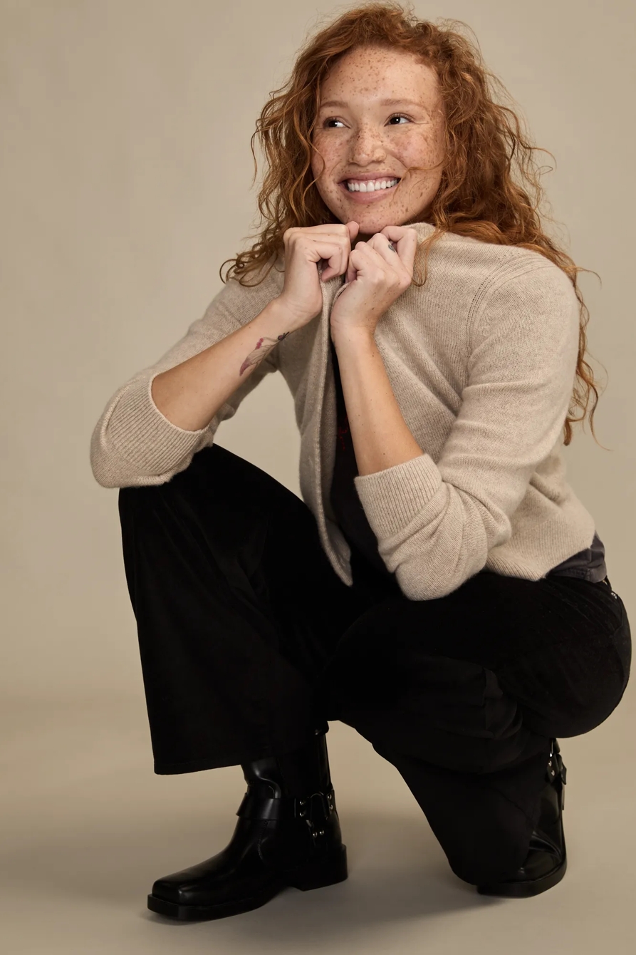 CASHMERE CARDIGAN — SEASHELL — image 5
