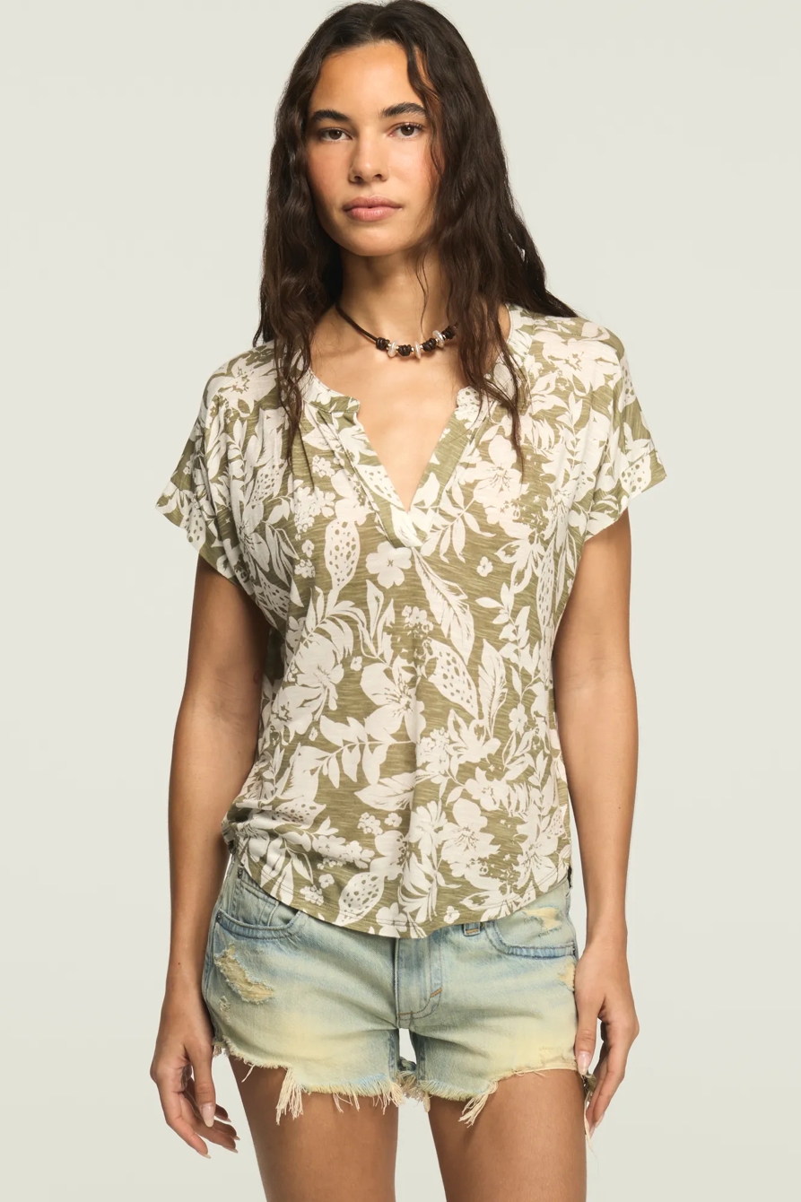 SANDWASH NOTCH TOP — Green Floral — image 1