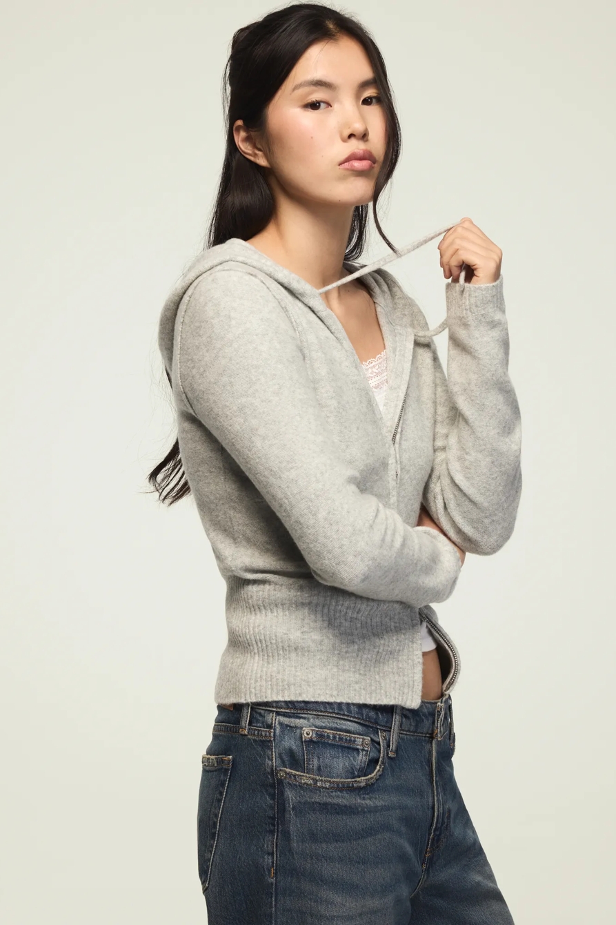 CLOUD SOFT ZIP UP HOODIE — LIGHT HEATHER GRAY — image 4