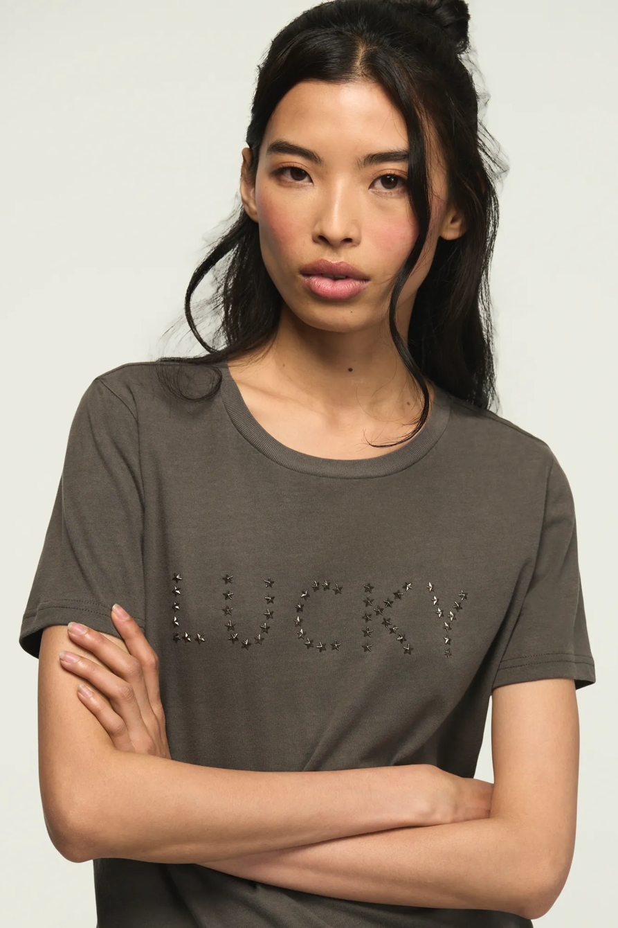 EMBELLISHED LUCKY STAR CLASSIC CREW — JET BLACK — image 1
