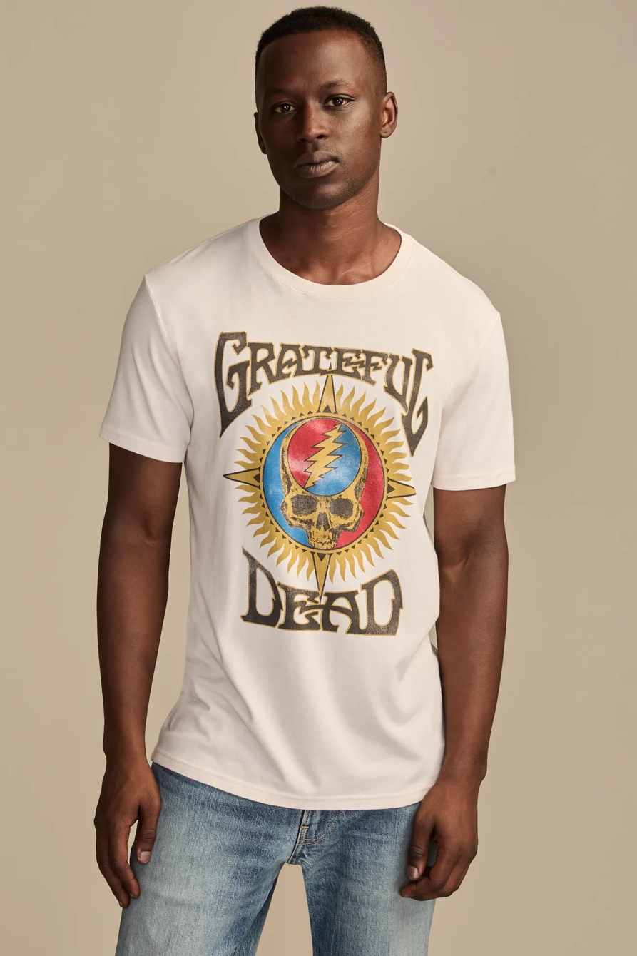GRATEFUL DEAD REAL SKULL TEE — WHITE SAND — image 1