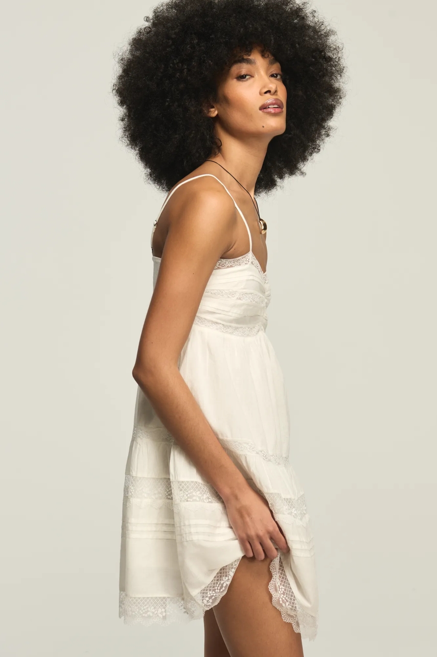 TRIM MIX MINI DRESS — WHISPER WHITE — image 4