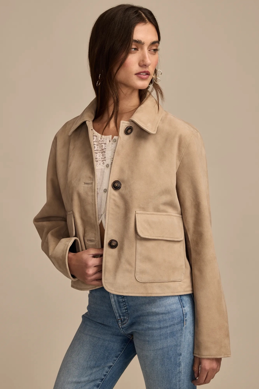 SUEDE LEATHER JACKET — DARK CREAM — image 1