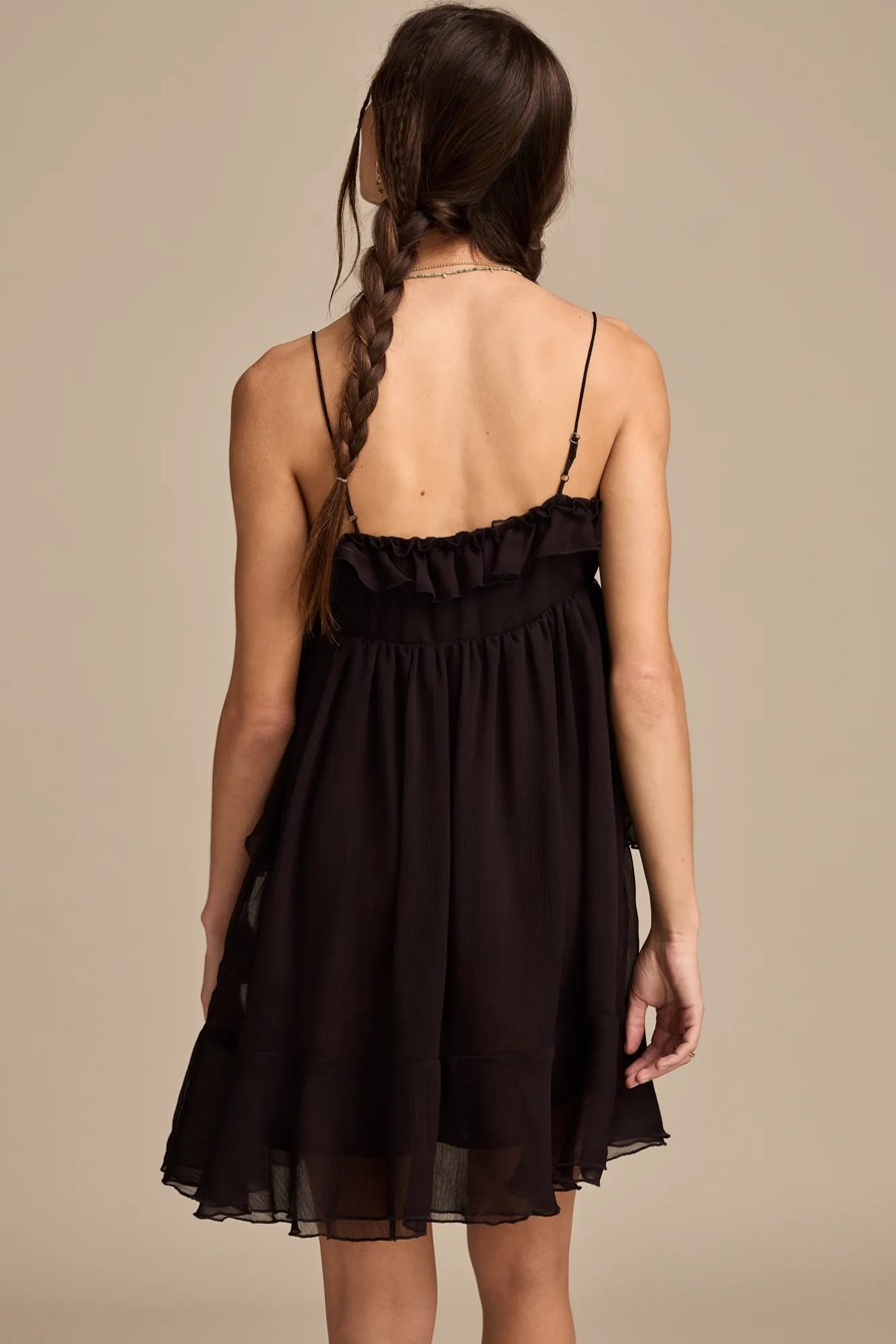 RUFFLE MINI DRESS — JET BLACK — image 5
