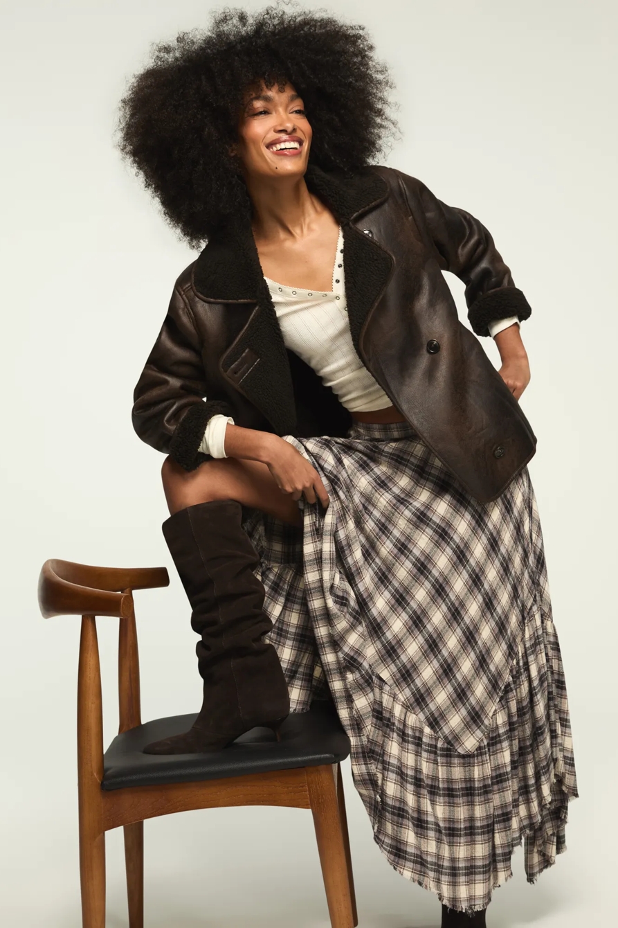 OVERSIZED FAUX SHEARLING COAT — BROWN — image 6