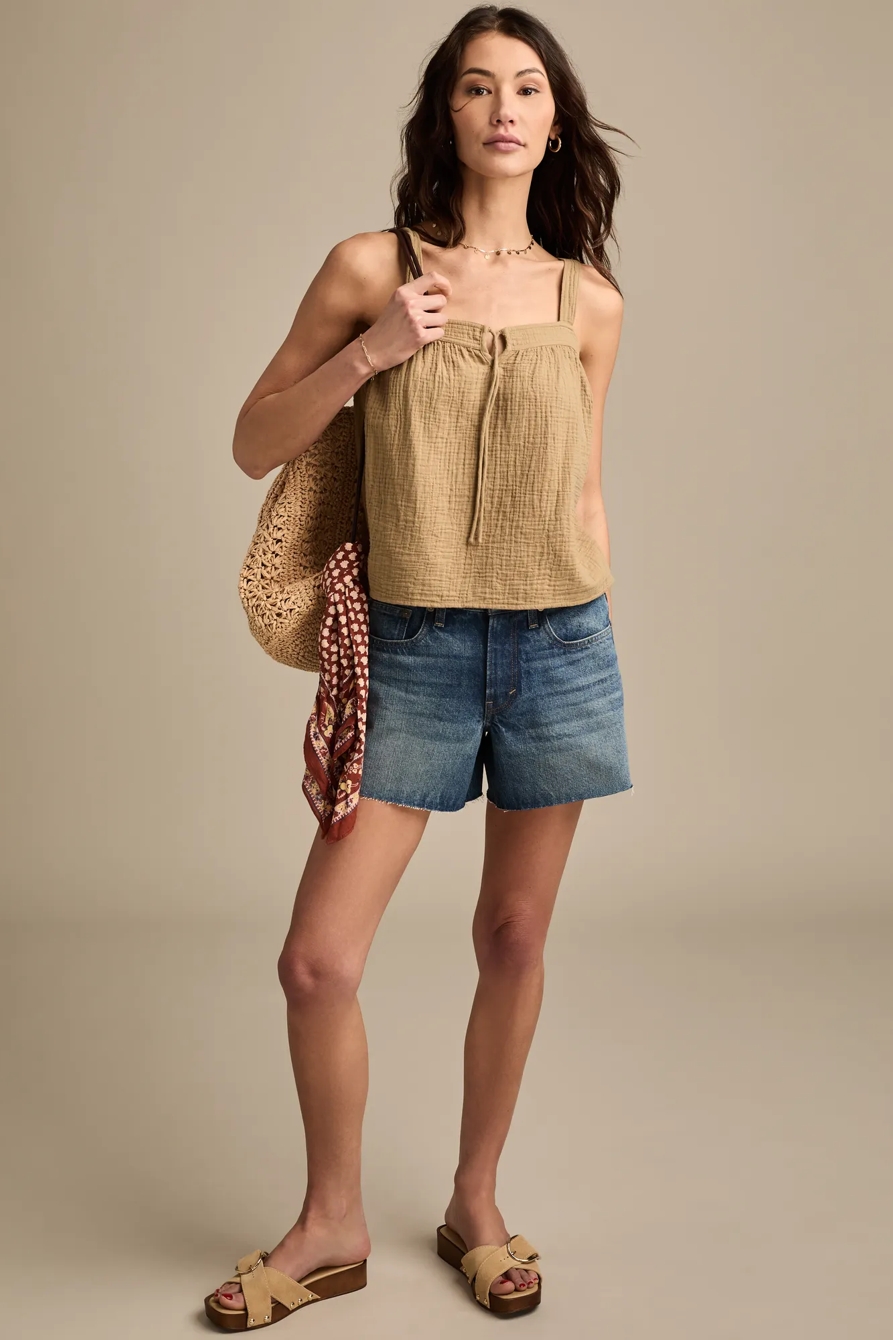 SOLID JAPUNTO GAUZE SWING TANK — ARMY OLIVE — image 2