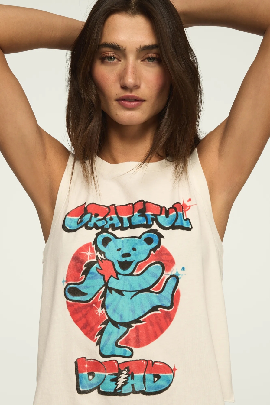 GRATEFUL DEAD AIRBRUSH MUSCLE TANK — BRIGHT WHITE — image 1