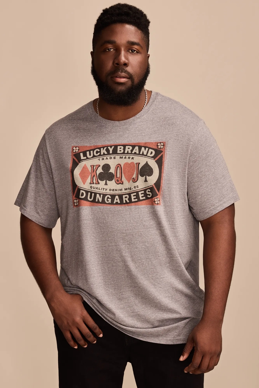 BIG & TALL LUCKY POKER LABEL TEE — MEDIUM HEATHER GREY — image 2