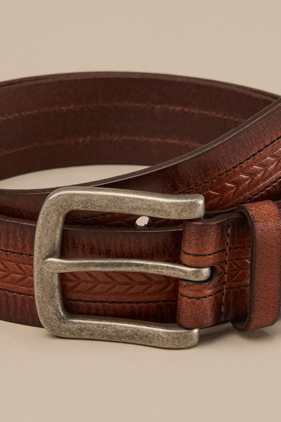 LEATHER CHEVRON BELT — DARK BROWN — image 3
