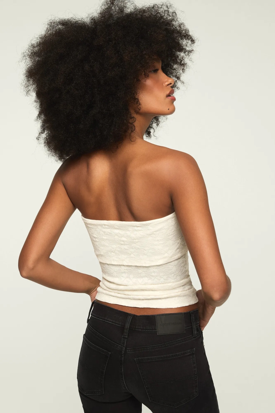 FESTIVAL LACE TUBE TOP — TOFU — image 3