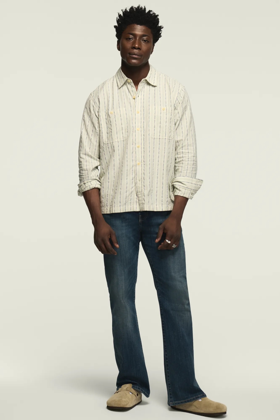 INDIGO NOVELTY LONG SLEEVE WESTERN SHIRT — BLUE STRIPE — image 2