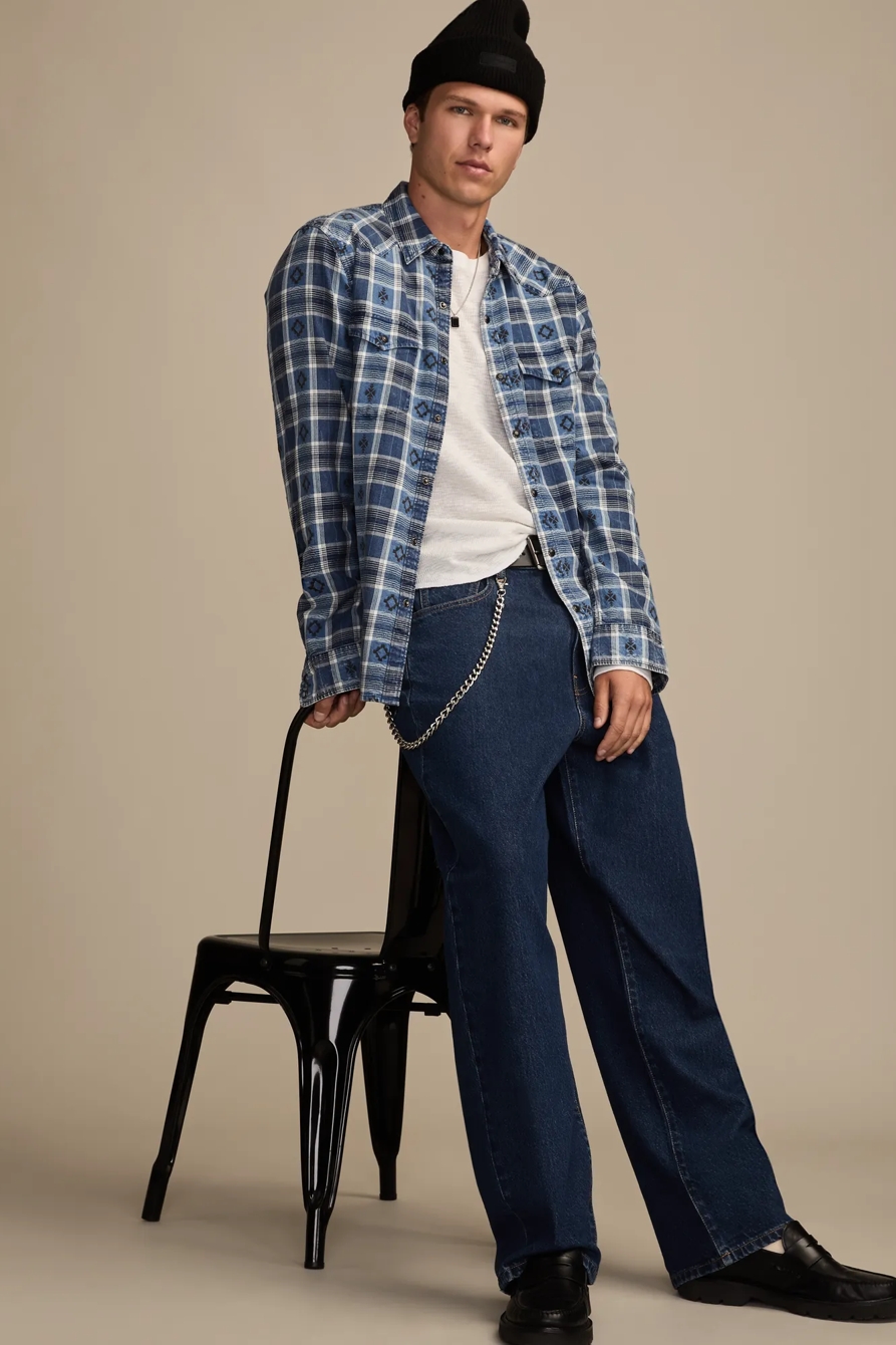 DOBBY INDIGO WESTERN — INDIGO MULTI — image 1