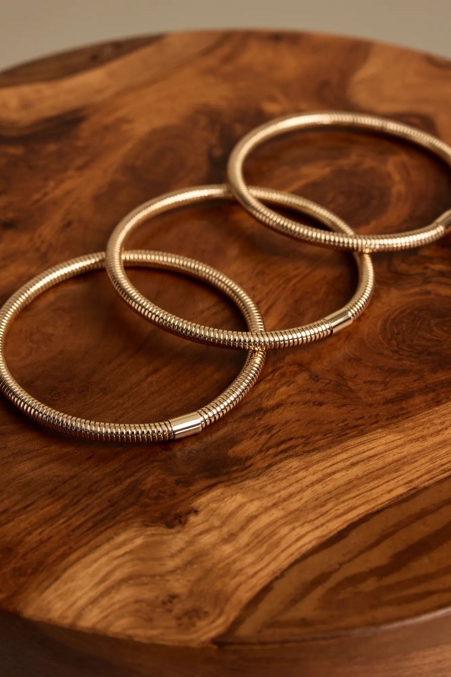COILED BRACELET SET — GOLD — image 2