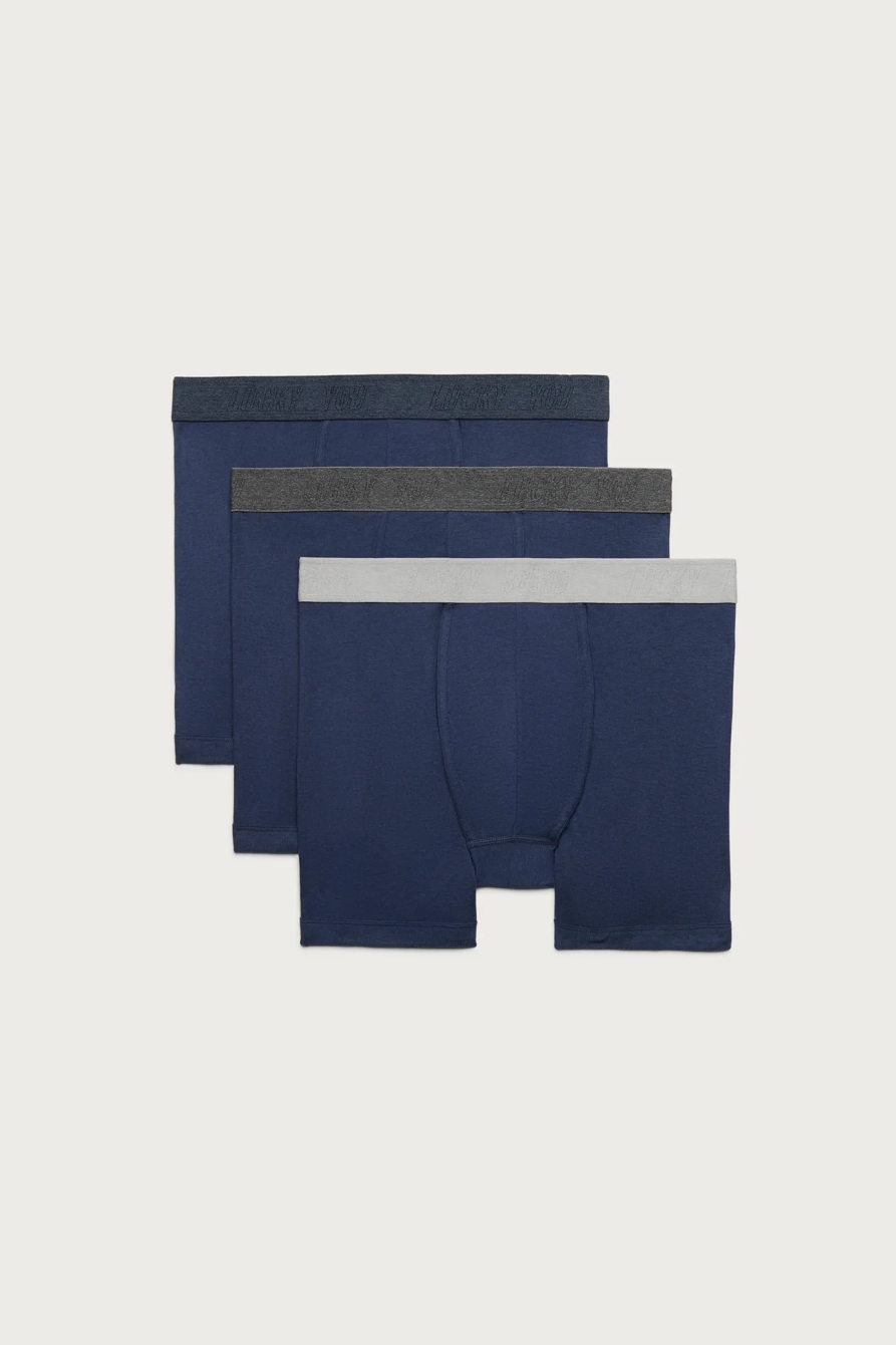 3 PACK COTTON VISCOSE BOXER BRIEFS — DARK BLUE — image 1