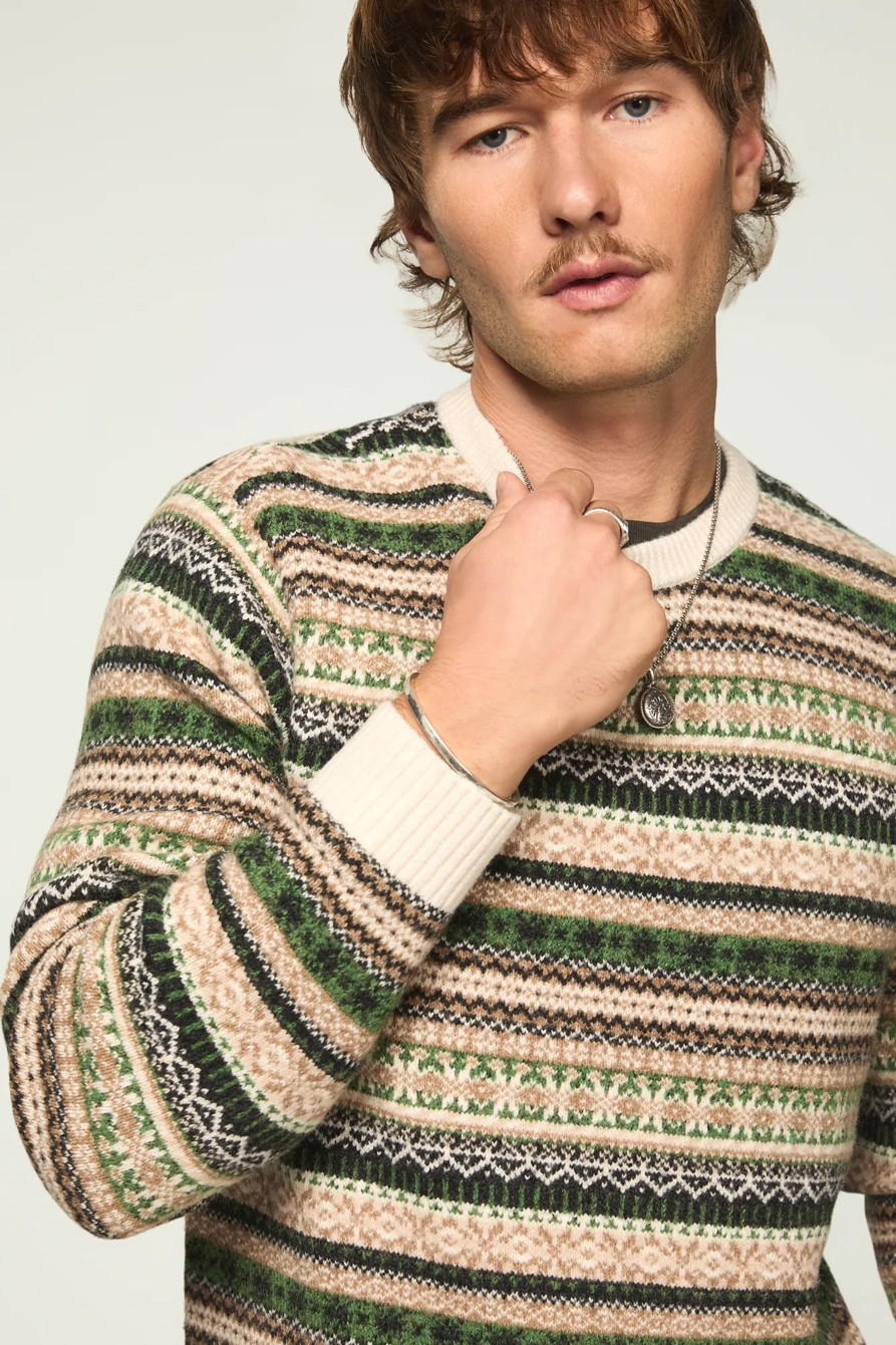 FAIR ISLE CREW SWEATER — OATMEAL MULTI — image 1