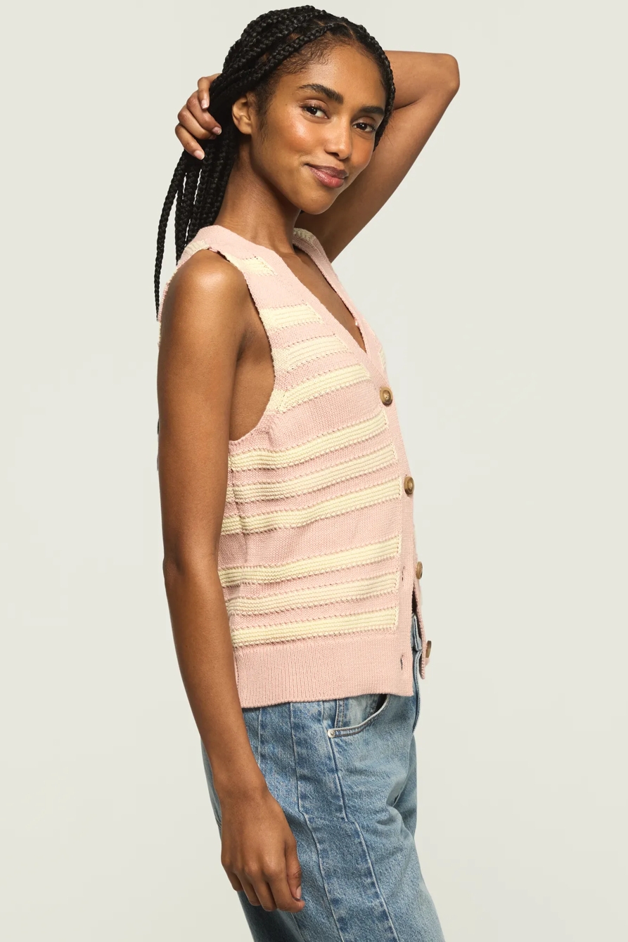 STRIPED SWEATER VEST — Rose Smoke — image 4