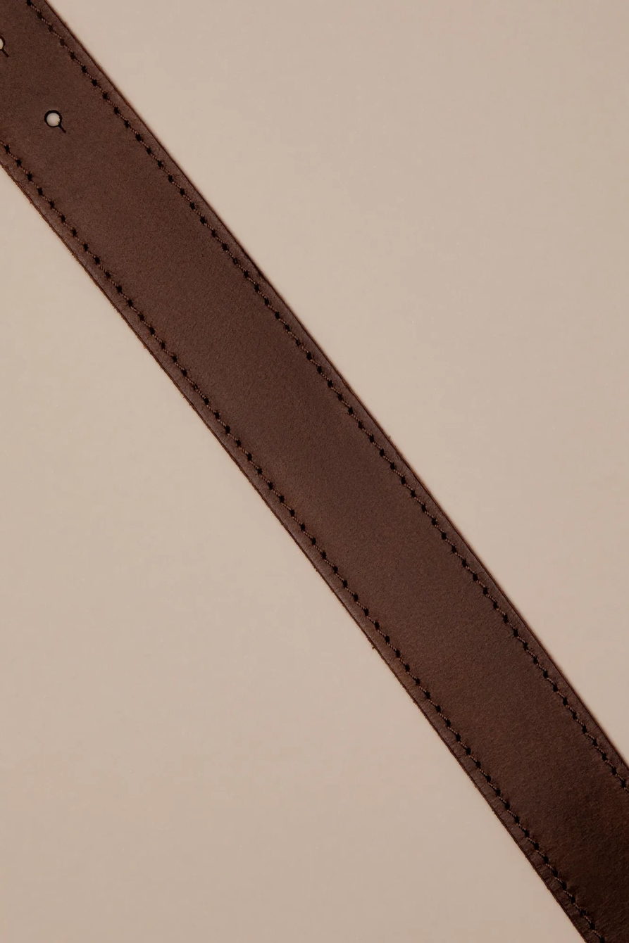 TEXTURED PLAQUE BELT — DARK BROWN — image 2