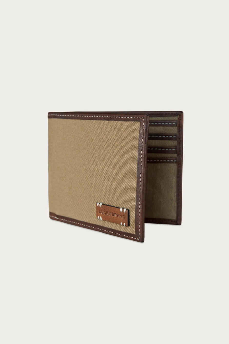 CANVAS WITH LEATHER TRIM BIFOLD WALLET — NATURAL — image 7