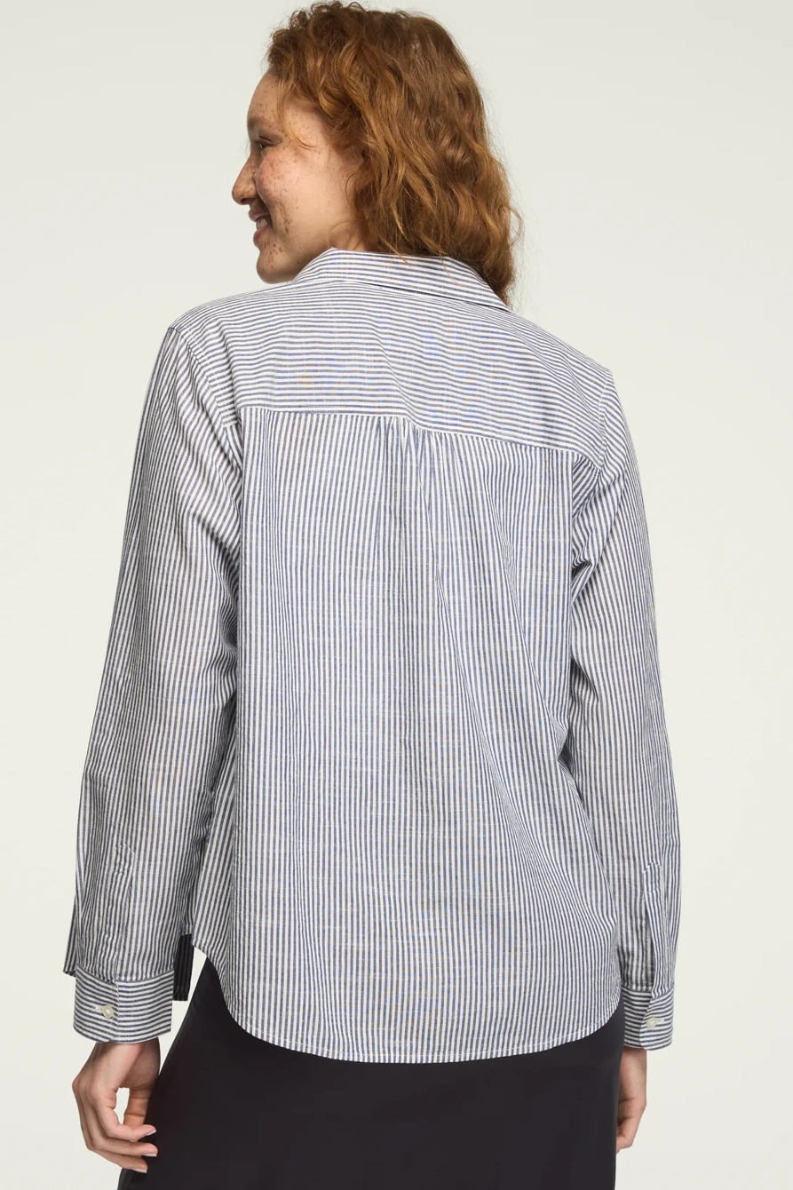 BOYFRIEND BUTTONDOWN SHIRT — NAVY STRIPE — image 3
