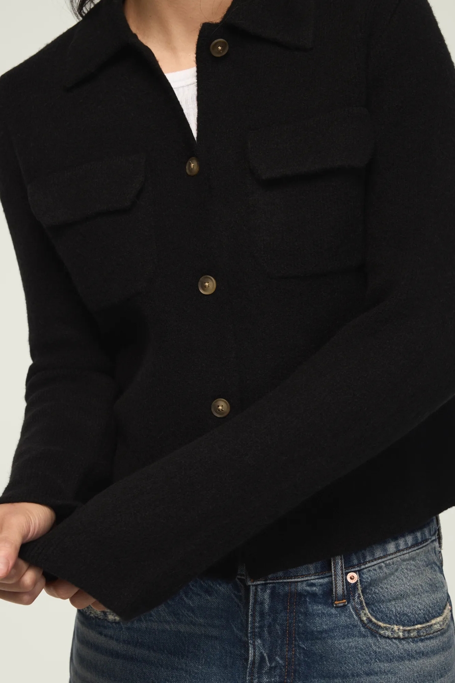 BUTTON DOWN SWEATER — DARK BLACK — image 5