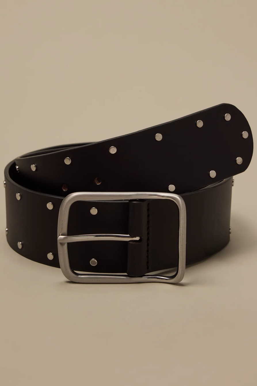 WIDE DOUBLE STUDDED HIP BELT — BLACK — image 1