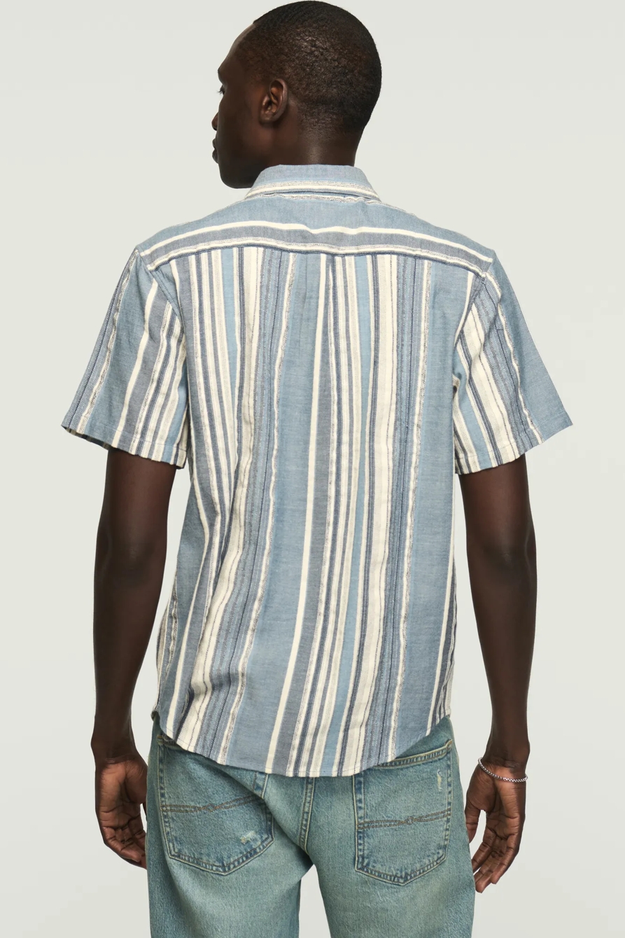 SHORT SLEEVE ONE POCKET SAN GABRIEL DOBBY — BLUE STRIPE — image 3