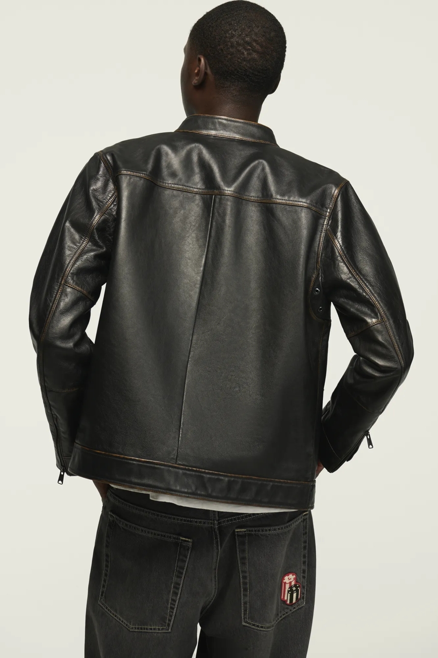 BONNEVILLE LEATHER JACKET — BLACK — image 3