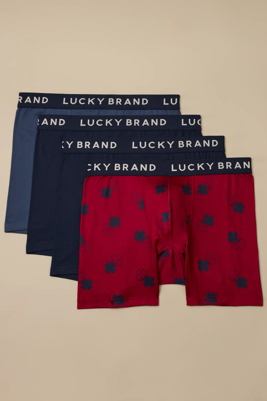 4 PACK ESSENTIAL SOFT BOXER BRIEFS — INTERLOCKING CLOVER — image 1