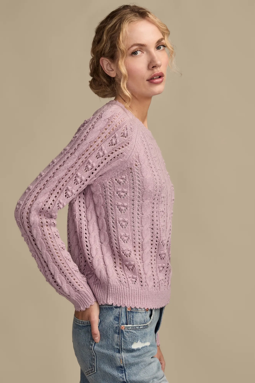 POINTELLE CREW SWEATER — DAWN PINK — image 4