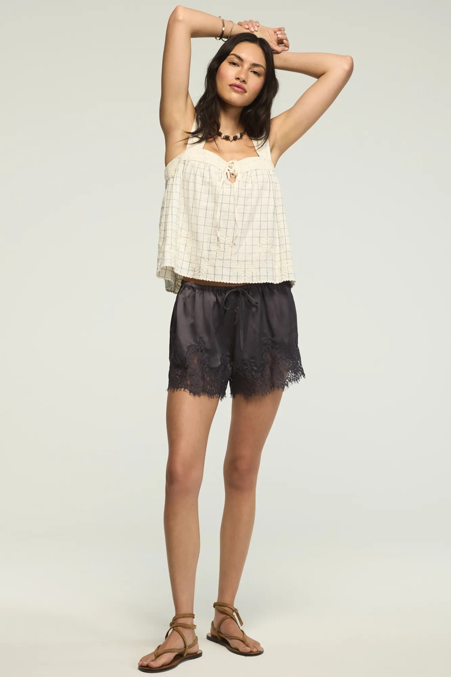 LACE SATIN SHORT — BLACKENED PEARL — image 3