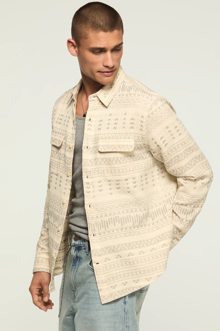 JACQUARD HUMBOLDT UTILITY SHIRT — CREAM MULTI — image 4